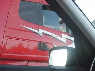 Artie gets a thumbs up flashing her pussy not the truck driver