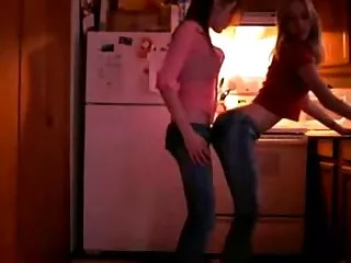 Hot lesbians teen waist dance and kiss each other, camera girl sex